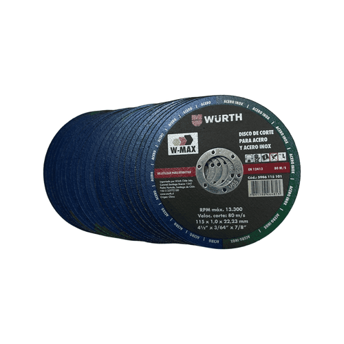PACK 25UND DISCO CORTE 4 1/2" X 1.0MM WURTH