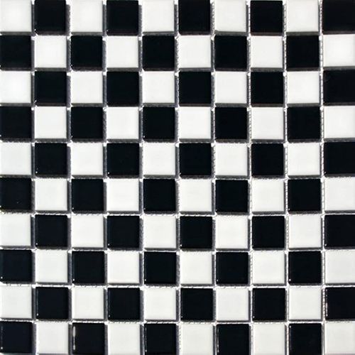 MALLA MOSAICO CUADRADO BLANCO NEGRO 30X30CM DECORALIA