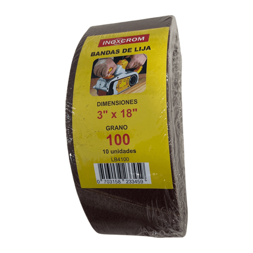 PACK 10 LIJAS DE BANDA 3X18" GRANO 100 INOXCROM