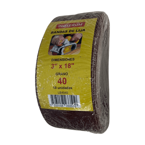 PACK 10 LIJAS DE BANDA 3X18" GRANO 40 INOXCROM