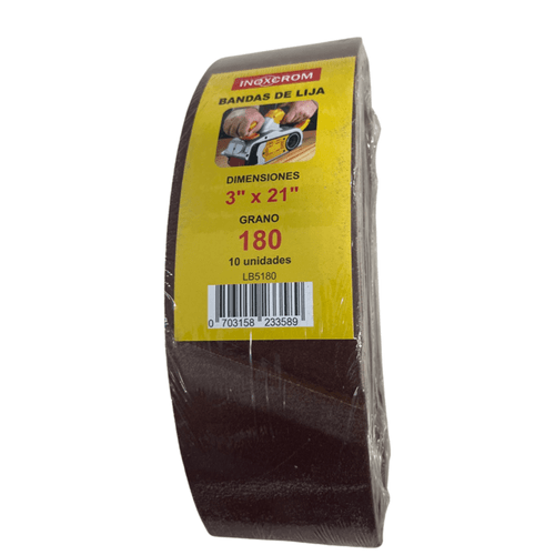 PACK 10 LIJAS DE BANDA 3X21" GRANO 180 INOXCROM