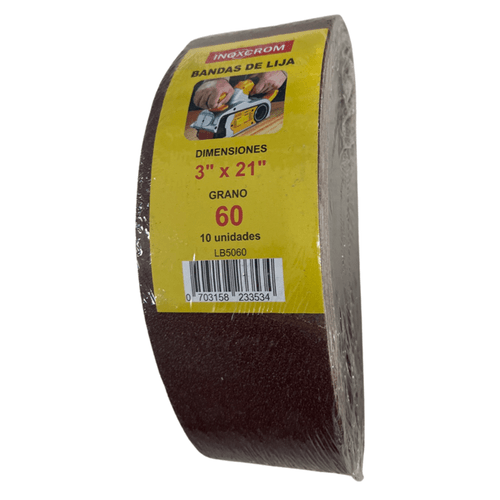 PACK 10 LIJAS DE BANDA 3X21" GRANO 60 INOXCROM