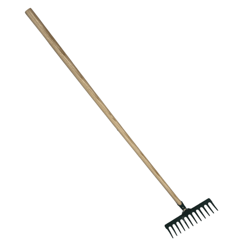 Rastrillo Jardin Barre Hojas 12 Dientes Mango Madera 1.20mt Verde
