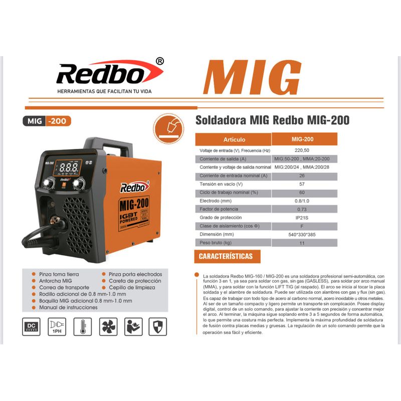 MAQUINA-SOLDADORA-FLUX-MIG-200-MMA-TIG-REDBO