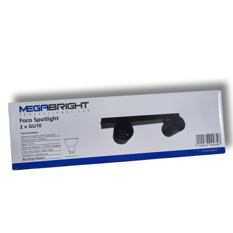 FOCO-SPOTLIGHT-DOBLE-NEGRO-2xGU-10-MEGABRIGHT