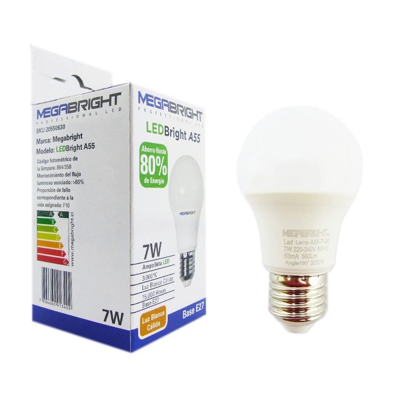 AMPOLLETA-LED-A55-CLASICA-7W-3000K-E27-LUZ-CALIDA-MEGABRIGHT