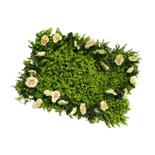 MALLA CERCO ARBUSTO PLASTICO CON ROSAS 60X40CM