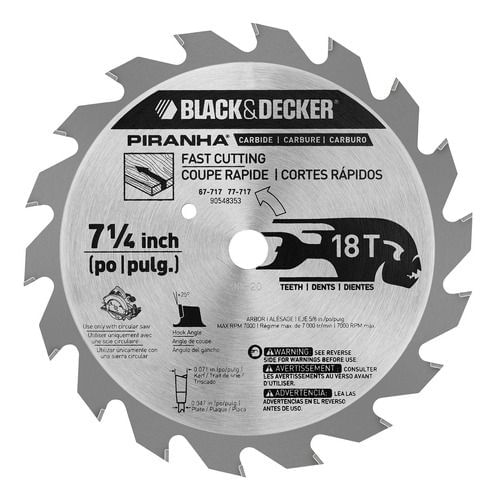 DISCO SIERRA CIRCULAR 7 1/4" 18D PIRANHA BLACK & DECKER