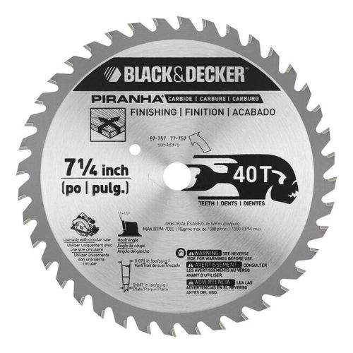 DISCO SIERRA CIRCULAR 7 1/4" 40D PIRANHA BLACK & DECKER