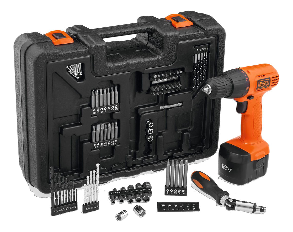 Taladro Atornillador Inalámbrico 0.8-10mm 12V + 18 Accesorios Black&Decker  CD121KA-B2C