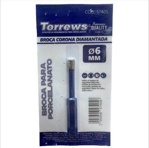 BROCA DIAMANTADA 6 MM PARA PORCELANATO TORREWS