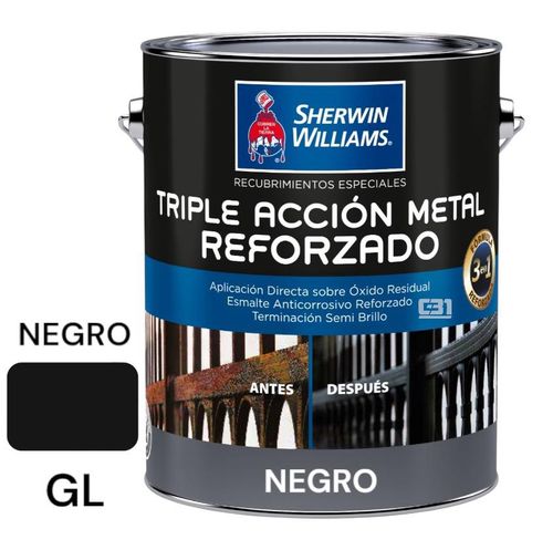 ESMALTE ANTICORROSIVO TRIPLE ACCIÓN NEGRO GL REFORZADO SHERWIN WILLIAMS