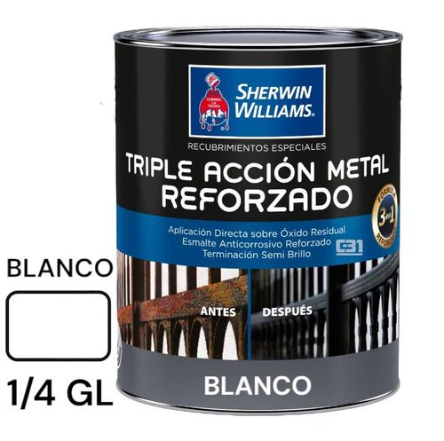 ESMALTE ANTICORROSIVO TRIPLE ACCION BLANCO 1/4GL REFORZADO SHERWIN WILLIAMS