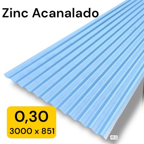 PLANCHA ZINC ACANALADO 0.30x851x3000mm