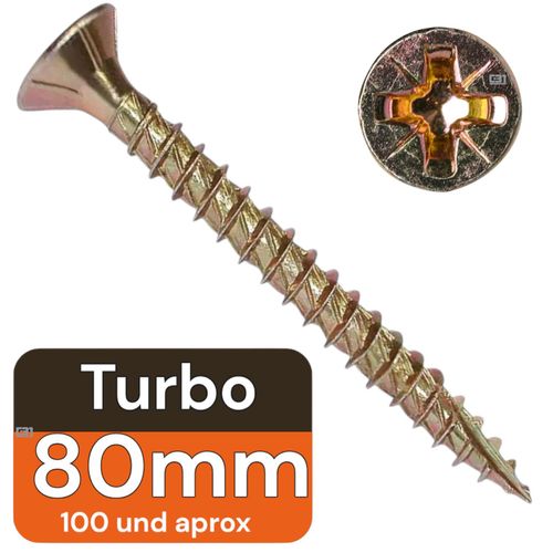 Tornillo Turbo 80/60mm (100aprox) Madera