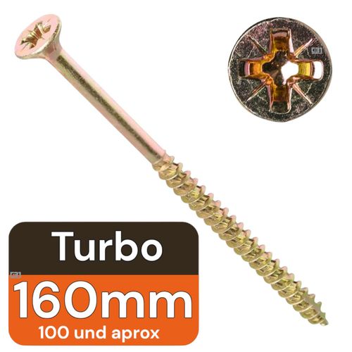Tornillo Turbo 160/72mm (100aprox) Madera
