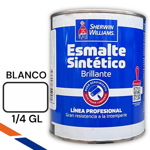 ESMALTE SINTETICO BLANCO BRILLANTE 1/4 GL SHERWIN WILLIAMS LINEA PROFESIONAL