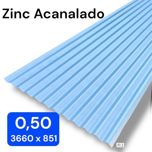 PLANCHA ZINC ACANALADA 0.50x851x3660mm