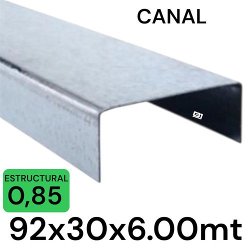 METALCON CANAL 92X6MT 0.85MM U 2x4