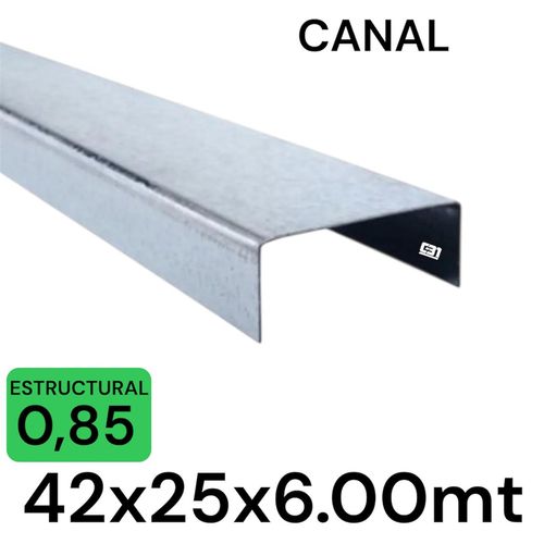 METALCON CANAL 42X6MT 0.85MM U 2x2