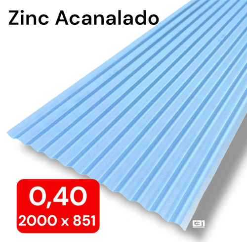 PLANCHA ZINC ACANALADA 0.40X851x2000mm
