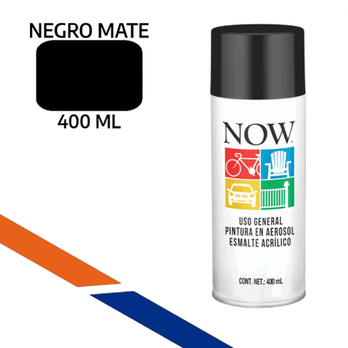 Pintura Spray Esmalte Acrílico NOW Negro Mate