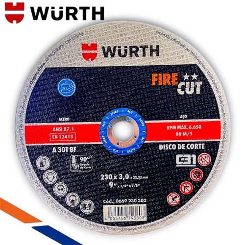 DISCO CORTE 9" x 3MM WURTH FIRECUT METAL