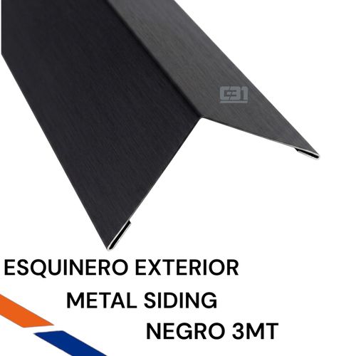 ESQUINERO EXTERIOR NEGRO METAL SIDING 3MT