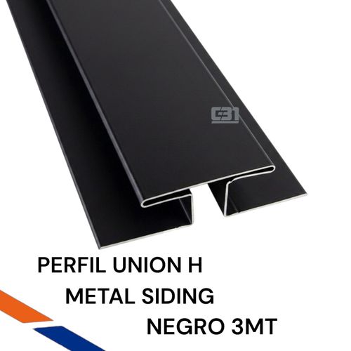 PERFIL H NEGRO METAL SIDING 3MT