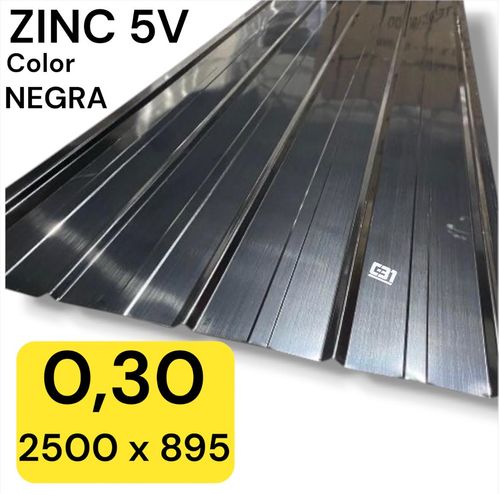 PLANCHA ZINC 5V COLOR NEGRA 0.30x895x2500mm