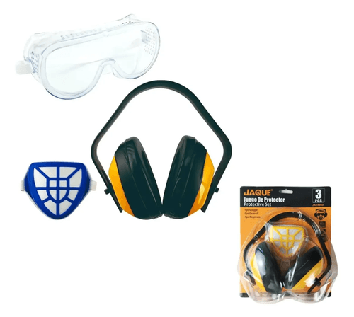 Set Protector Auditivo + Lentes Seguridad + Respirador JA18940