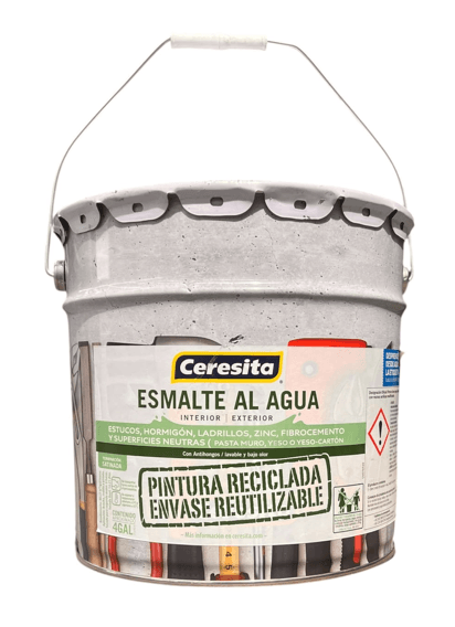 ESMALTE AGUA BLANCO CERESITA RECICLADO SEMI SATIN TINETA 4GL
