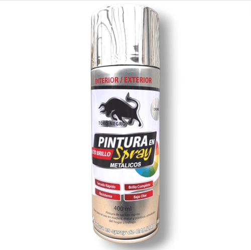 SPRAY PINTURA METALICO CROMO BRILLANTE 400ML TORO-NEGRO